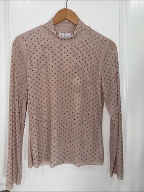 Ferne Boutique shine bright like a diamond tan  Mock Neck Long Sleeve Top medium